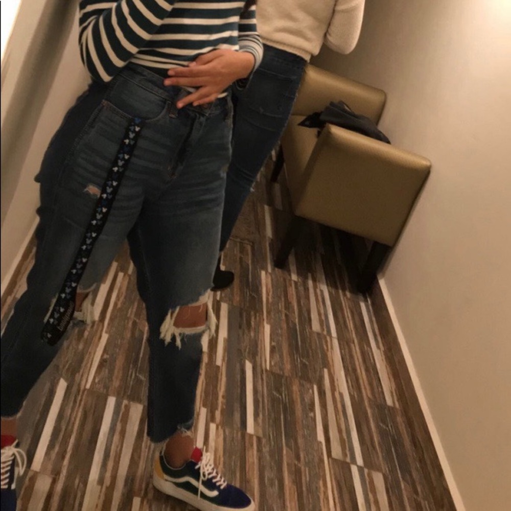 Hollister super high waisted ripped mom jeans